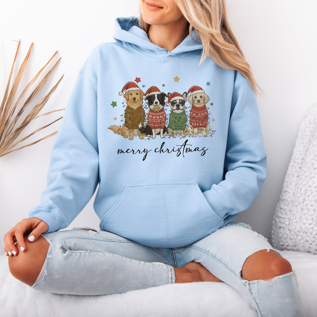 Merry Christmas Dogs Hoodie – Cute Holiday Puppy Dog Lover Gift