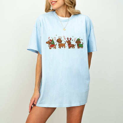 Funny Christmas Dachshund Dog Cute Puppy Holiday Tee