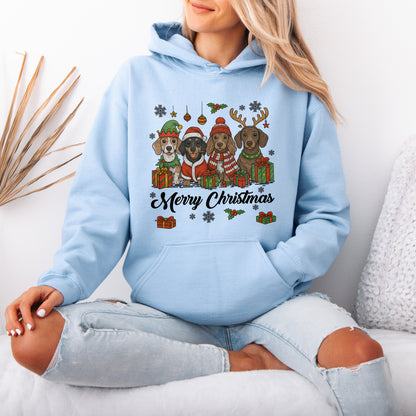 Merry Christmas Dachshund Hoodie – Cute Holiday Puppies Gift
