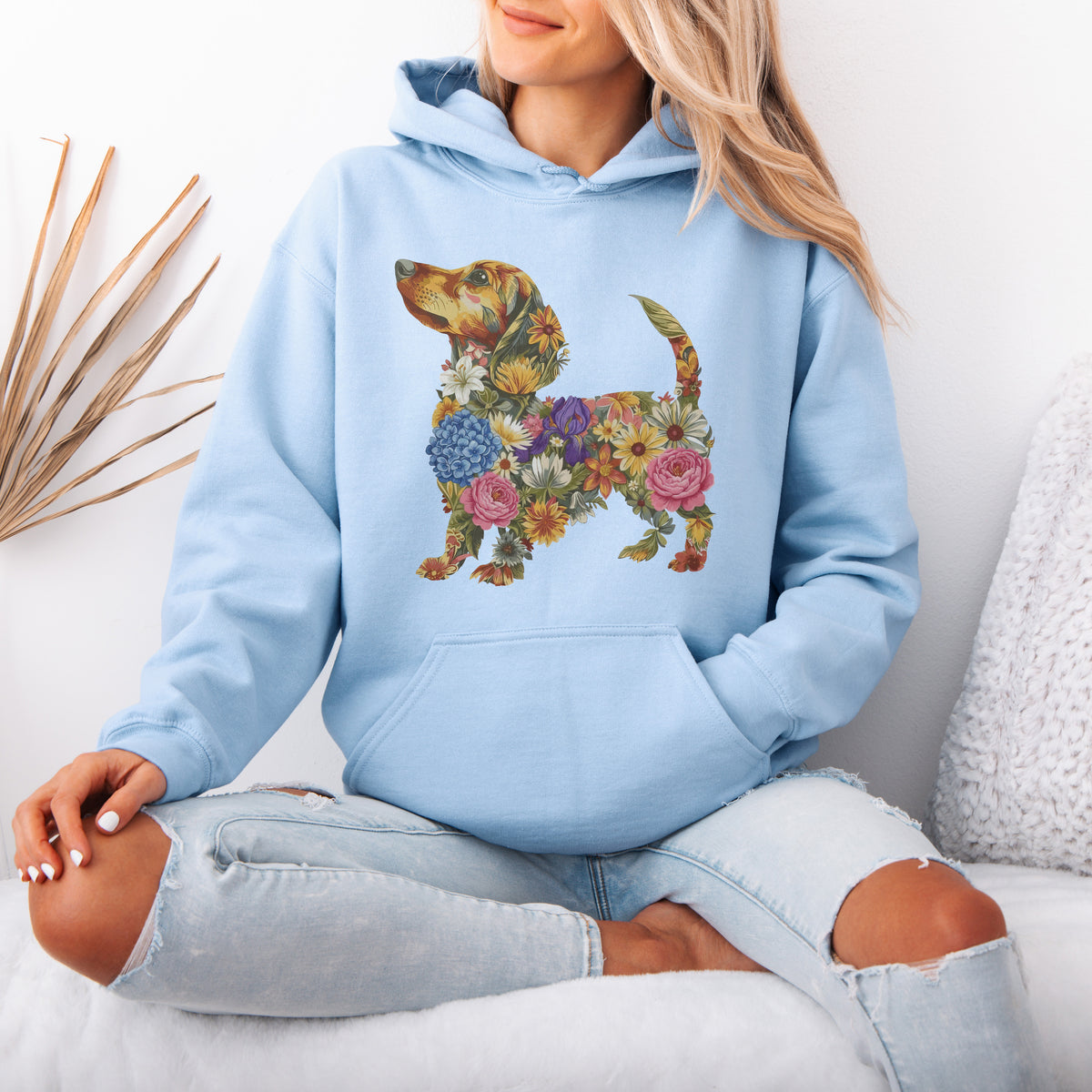 Floral Dachshund Hoodie – Cute Dachshund Lover Gift for Women