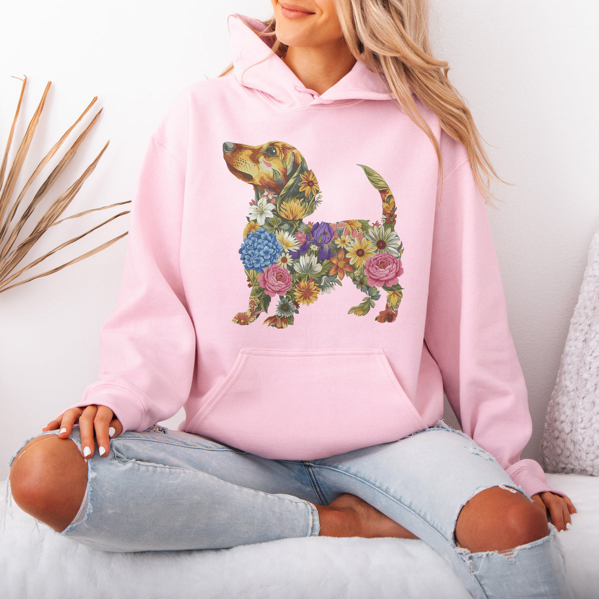 Floral Dachshund Hoodie – Cute Dachshund Lover Gift for Women