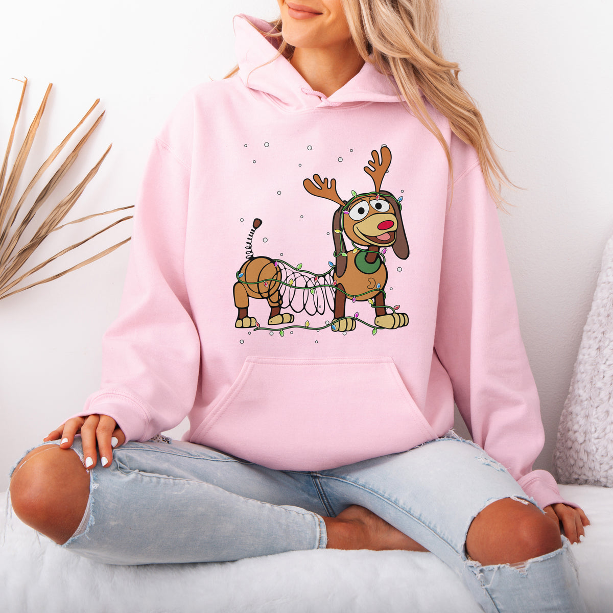 Reindeer Lights Dachshund Christmas Hoodie – String Lights Pup