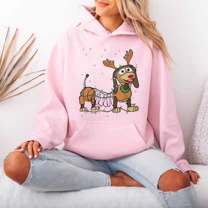 Reindeer Lights Dachshund Christmas Hoodie – String Lights Pup