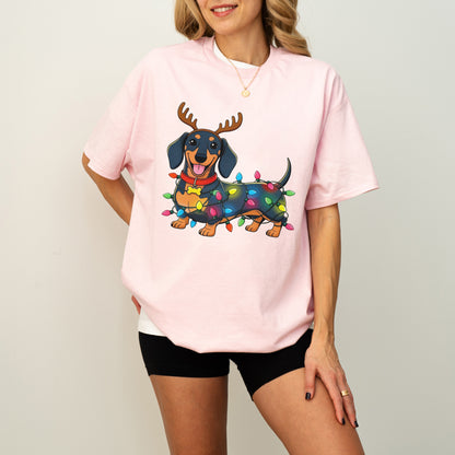 Reindeer Lights Dachshund Christmas Shirt