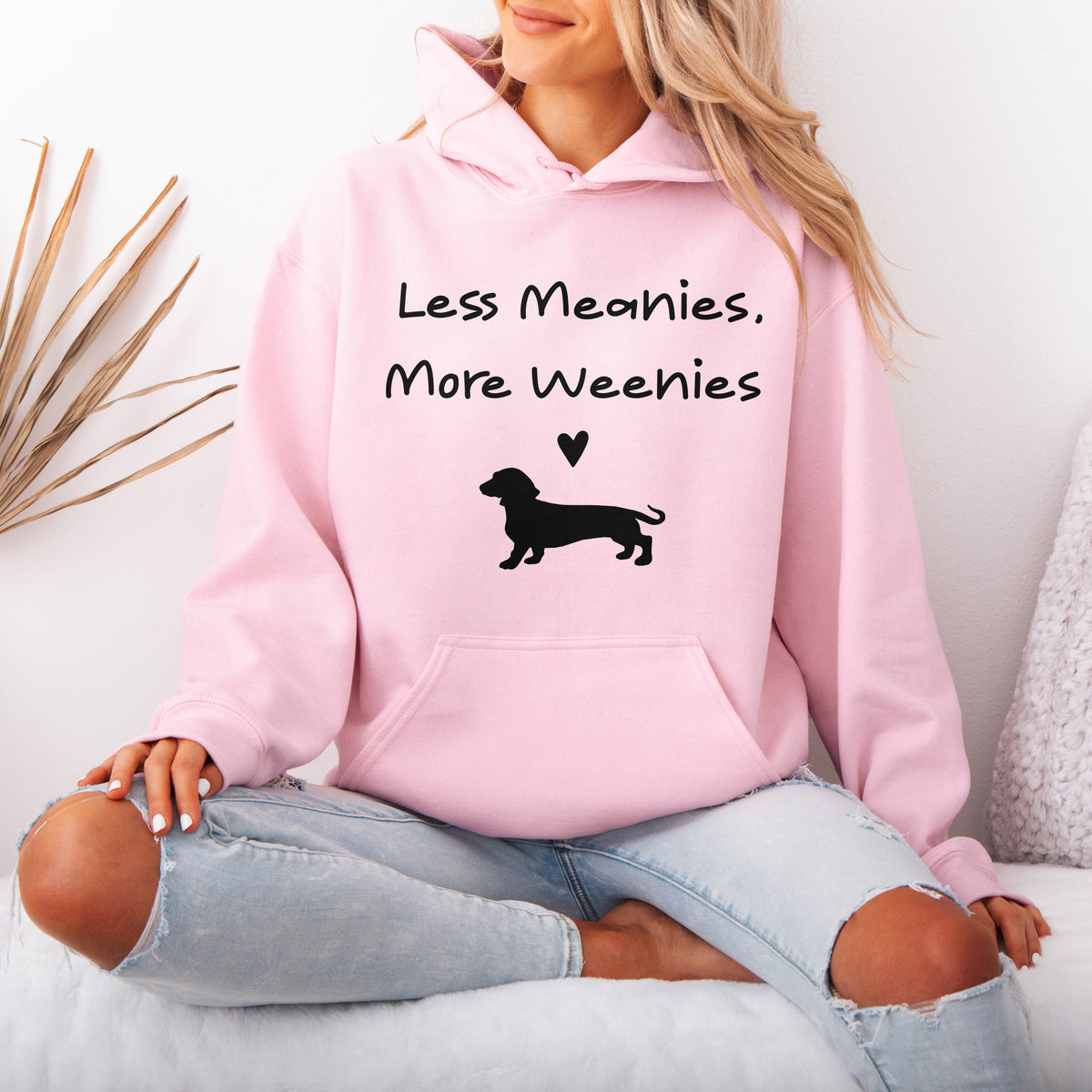 Funny Dachshund Hoodie Less Meanies More Weenies Gift
