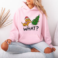 Funny What? Dachshund Christmas Hoodie – Cute Wiener Dog Holiday Hoodie for Dog Lovers