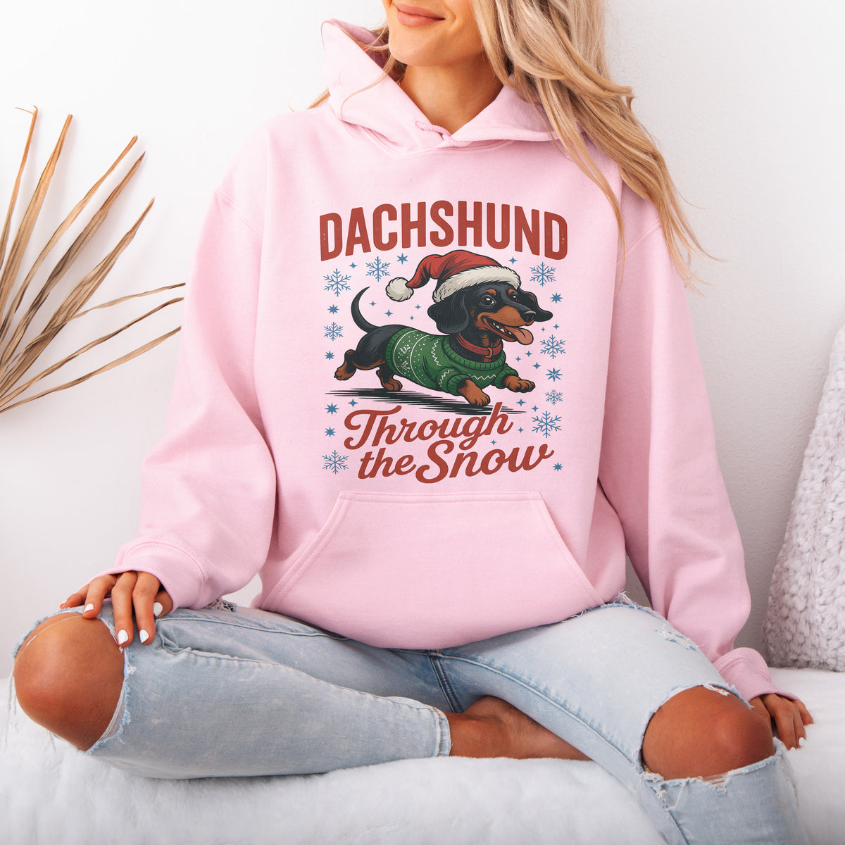 Dachshund Through the Snow Hoodie – Funny Christmas Doxie
