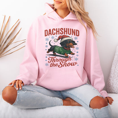 Dachshund Through the Snow Hoodie – Funny Christmas Doxie