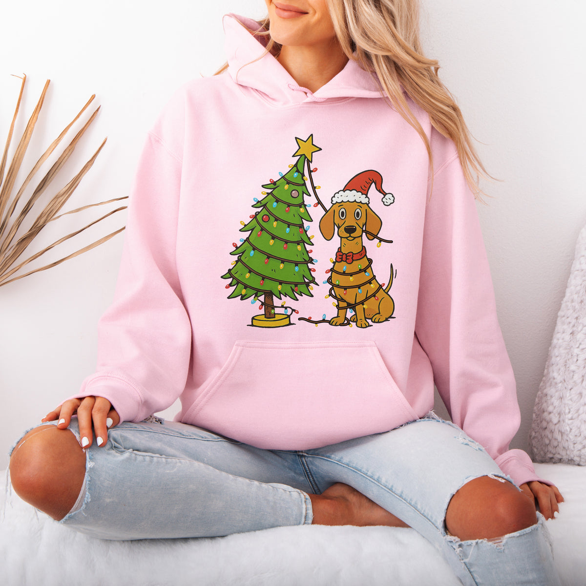 Sausage Dog Christmas Lights Dachshund Hoodie – Holiday Gift