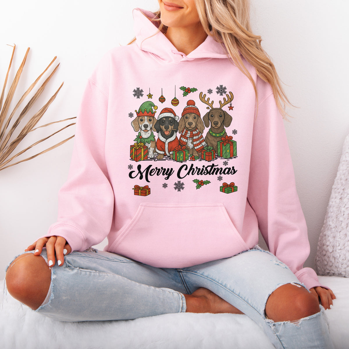 Merry Christmas Dachshund Hoodie – Cute Holiday Puppies Gift