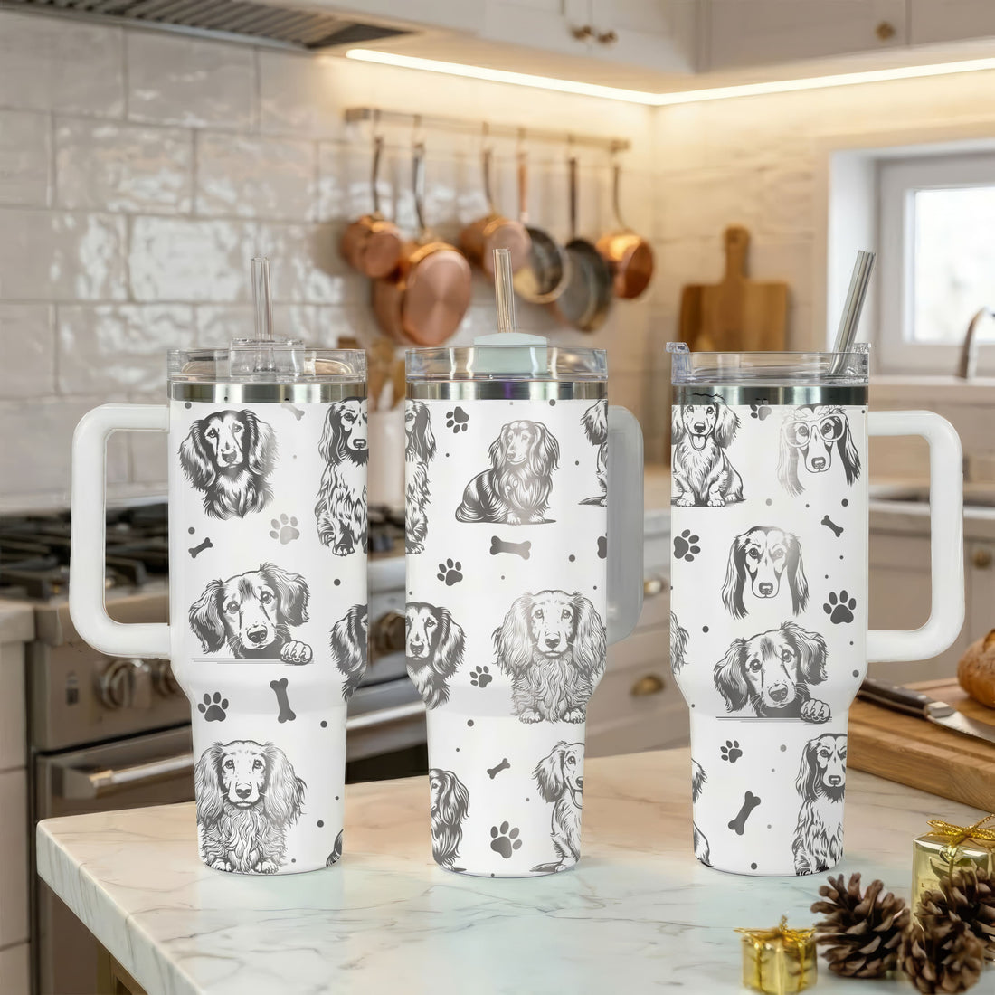 Long Haired Dachshund 40oz Engraved Insulated Tumbler