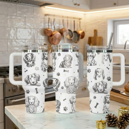 Long Haired Dachshund 40oz Engraved Insulated Tumbler