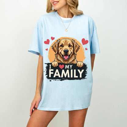 I Love My Family Golden Retriever Dog T-Shirt