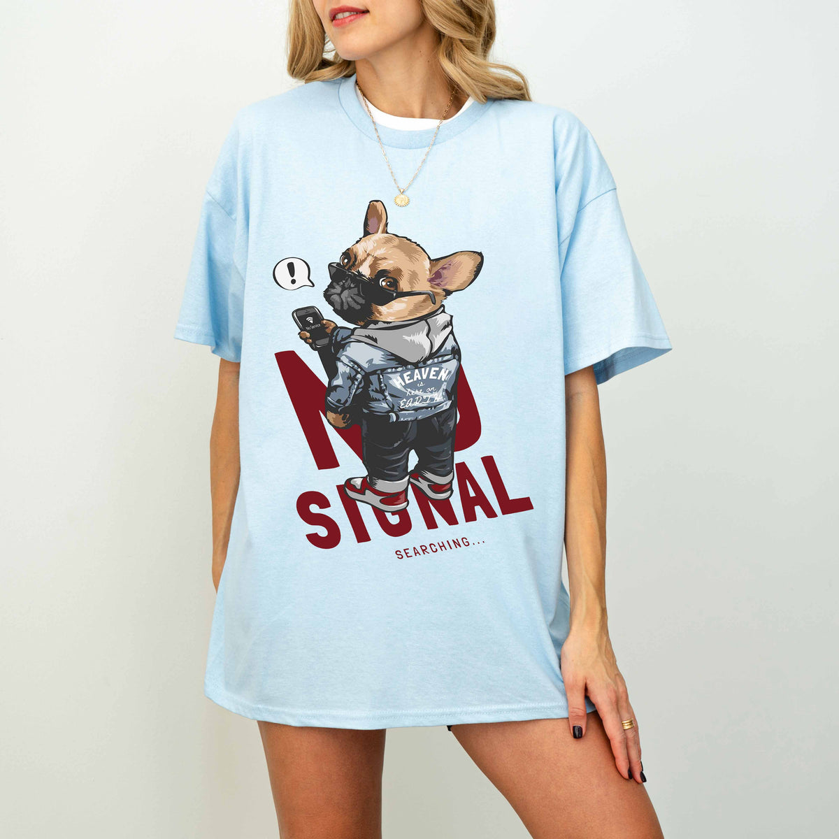 No Signal Searching French Bulldog Memorial Dog T-Shirt
