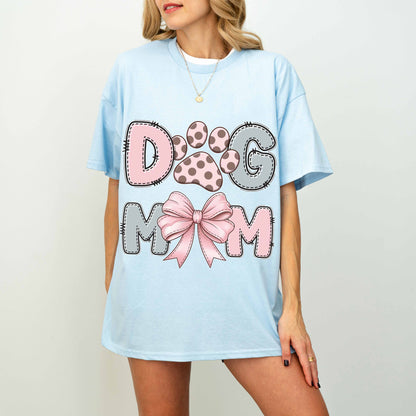 Cute Dog Mom Paw and Bow T-Shirt