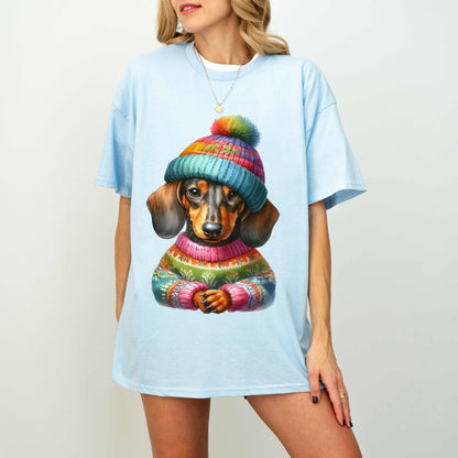 Colorful Sweater Dachshund Dog Mom T-Shirt
