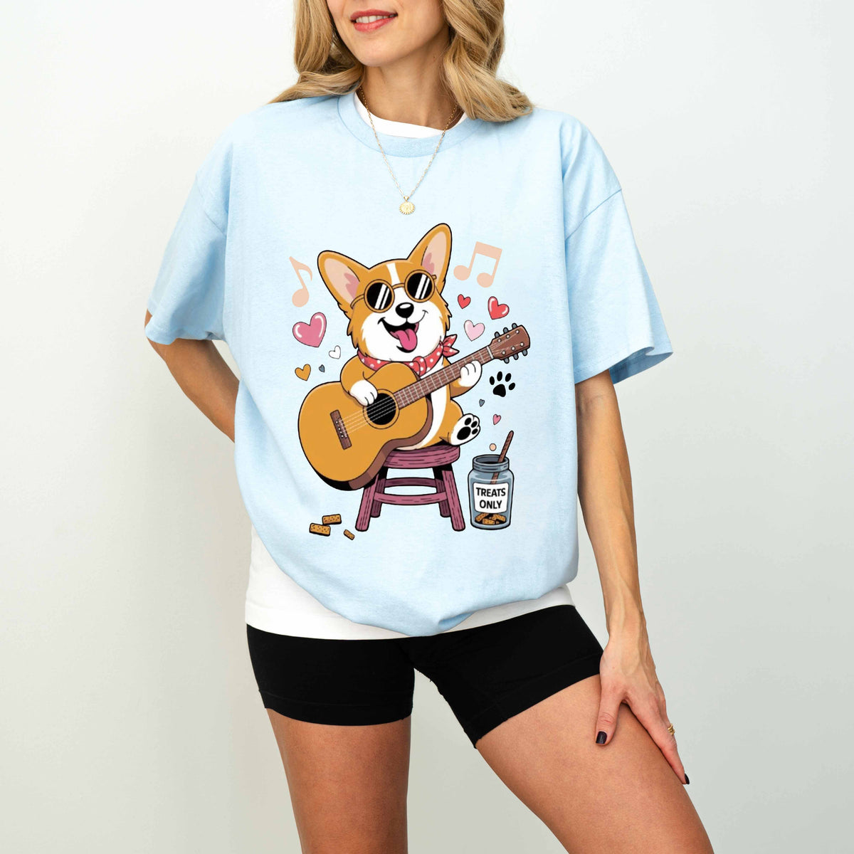 Guitar Playing Corgi Funny Dog T-Shirt