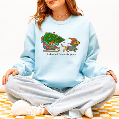 Dachshund Through the Snow Christmas Sweatshirt – Tree Sleigh