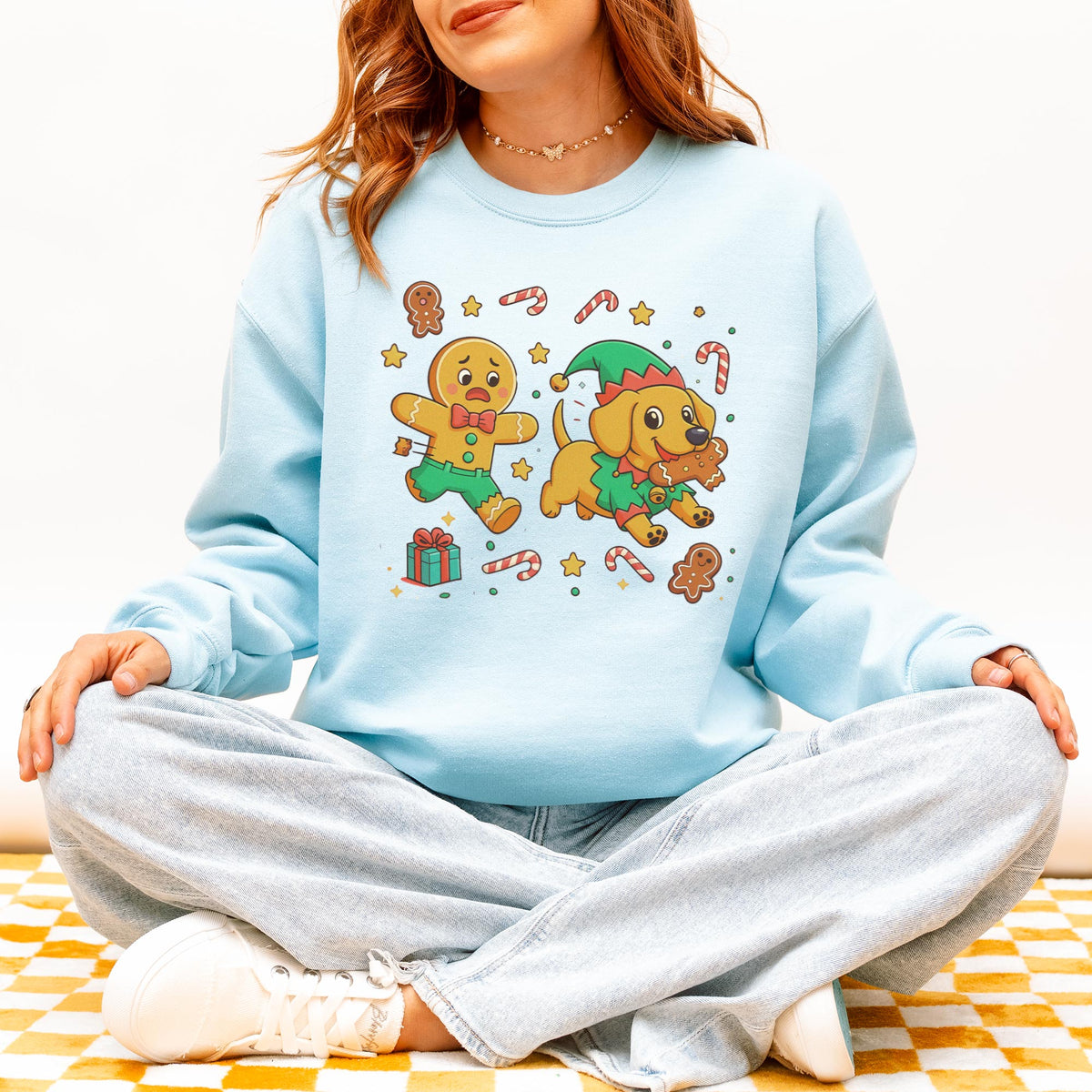 Elf Gingerbread Dachshund Christmas Sweatshirt
