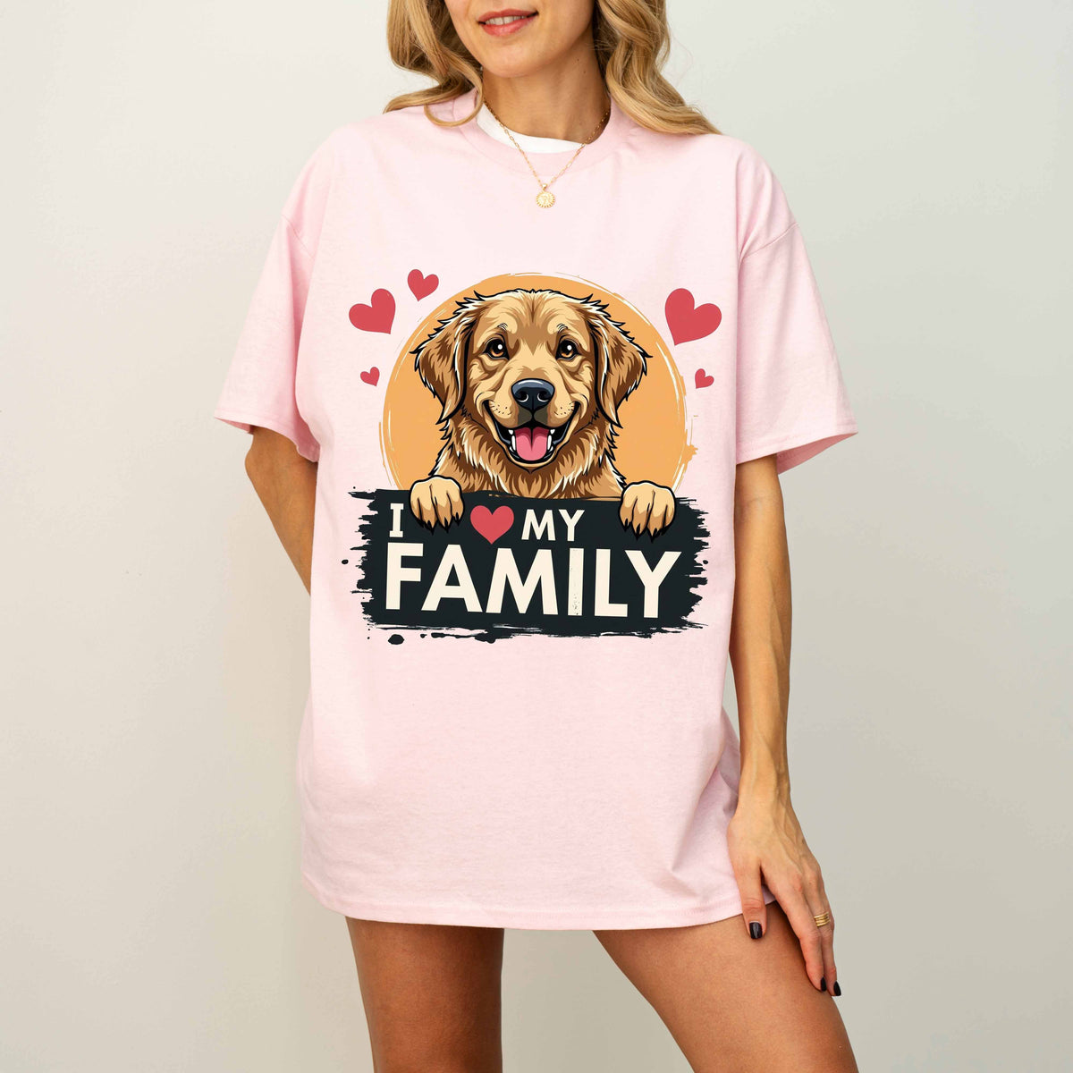 I Love My Family Golden Retriever Dog T-Shirt
