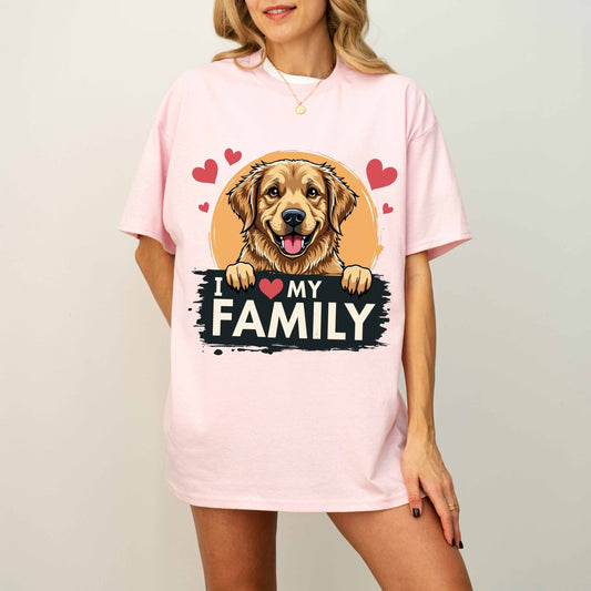 I Love My Family Golden Retriever Dog T-Shirt