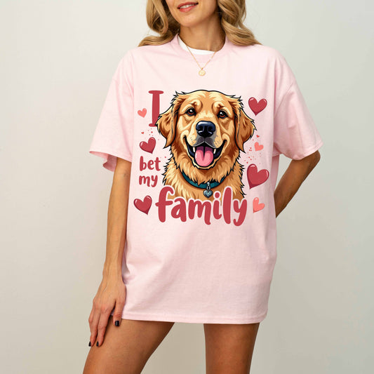 I Love My Family Golden Retriever Dog Mom Dad T-Shirt