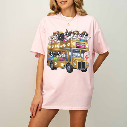 Dogs on Tour Let’s Roll Funny Dog Bus T-Shirt