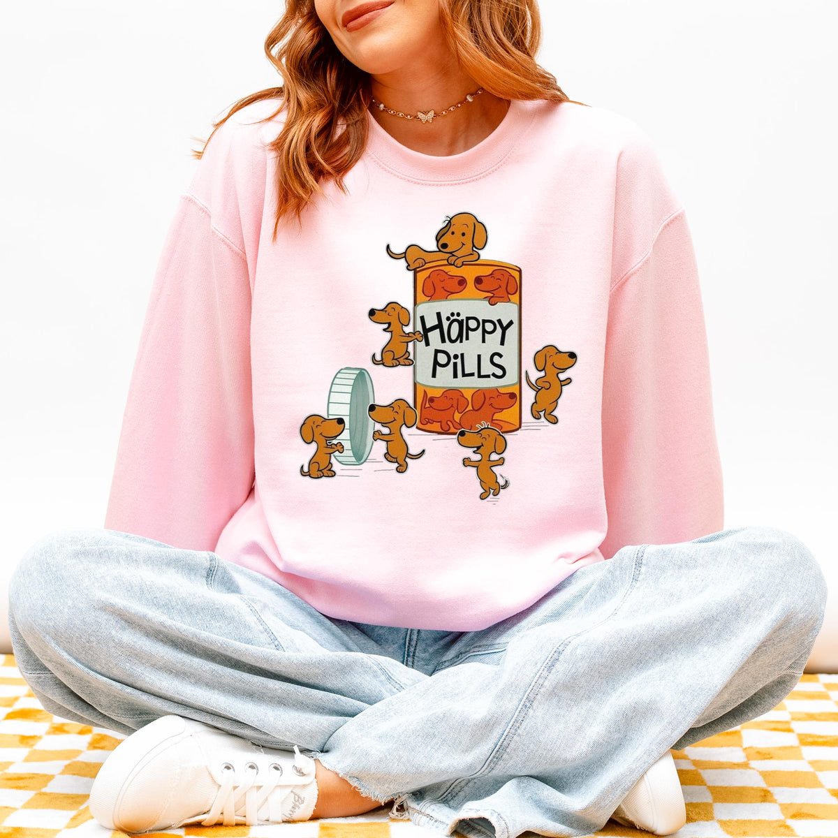 Happy Pills Dachshund Sweatshirt Cute Doxie Gift
