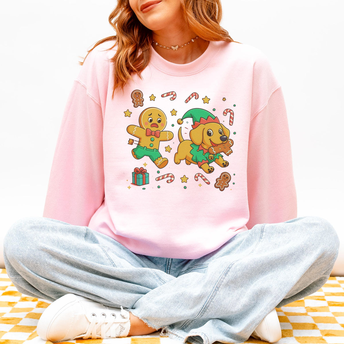 Elf Gingerbread Dachshund Christmas Sweatshirt