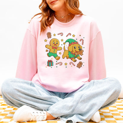 Elf Gingerbread Dachshund Christmas Sweatshirt