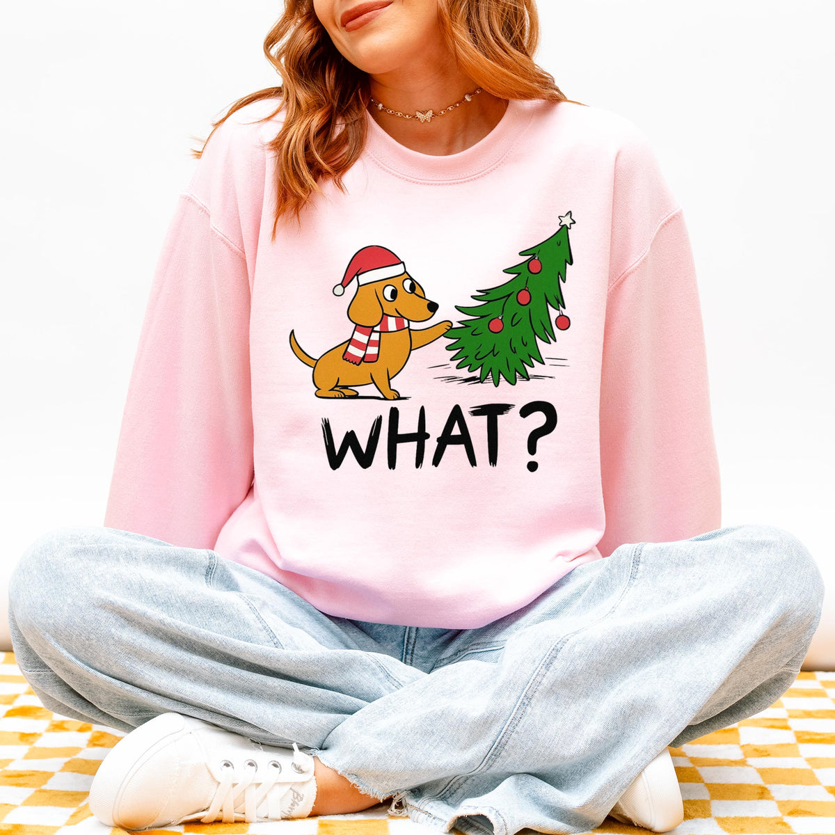 Funny What? Dachshund Christmas Sweatshirt