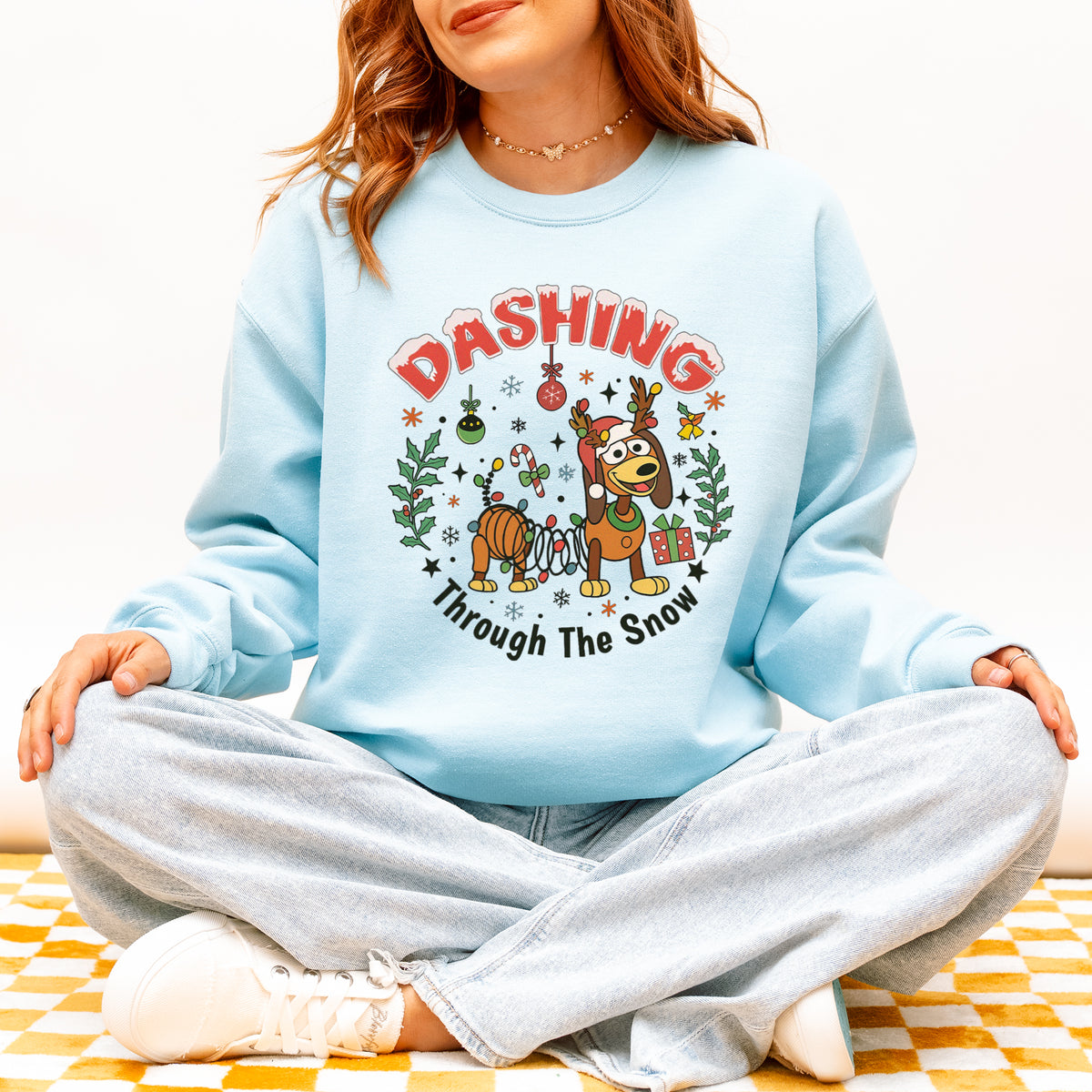Dashing Through The Snow Slinky Dog Christmas Sweatshirt