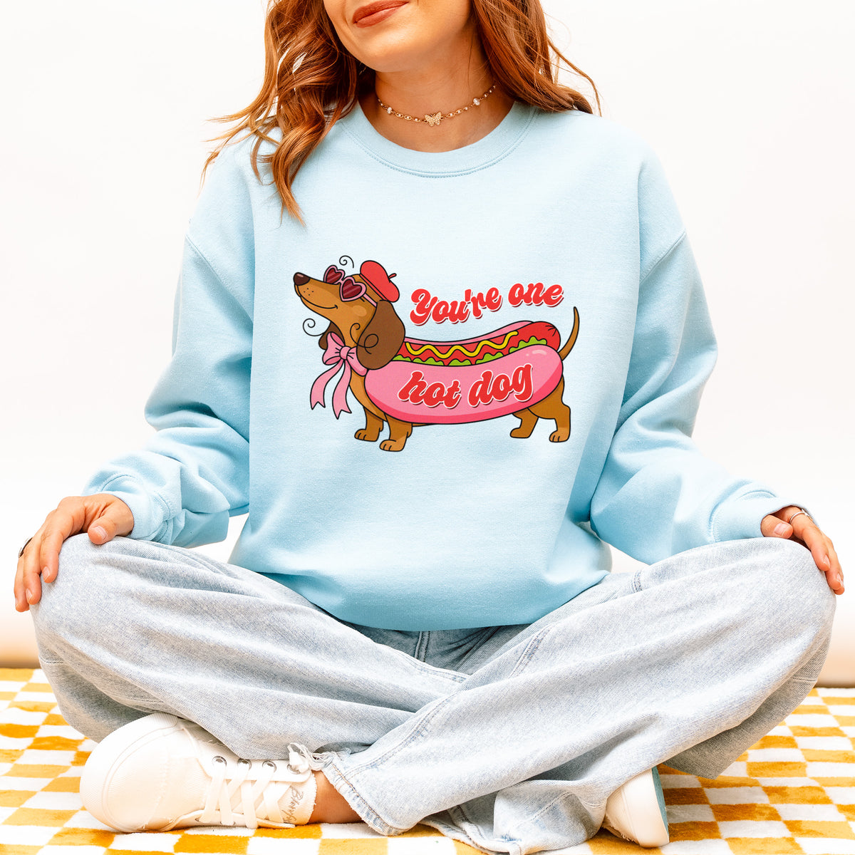 You Are One Hot Dog Dachshund Valentine Sweatshirt