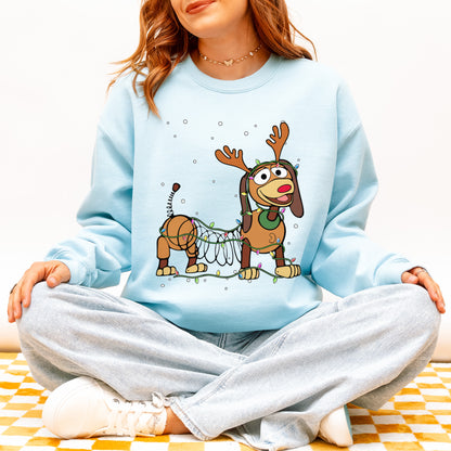 Reindeer Lights Dachshund Christmas Sweatshirt – String Lights Pup