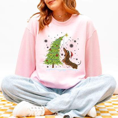 Dachshund Reaching for the Star Christmas Sweatshirt