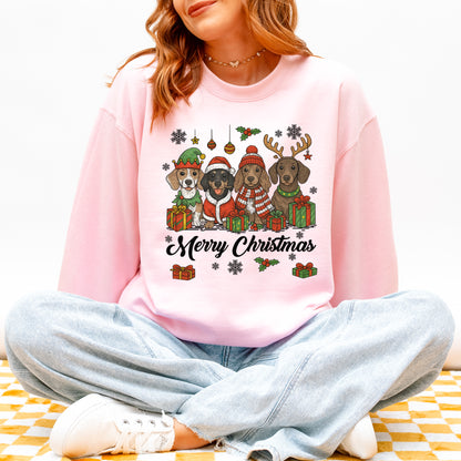 Merry Christmas Dachshund Sweatshirt – Holiday Puppies Gift