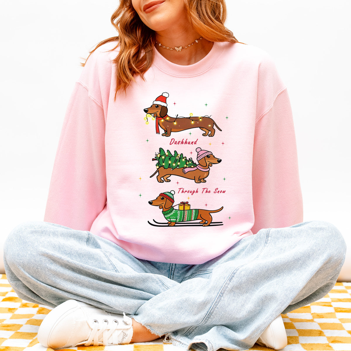 Dachshund Through the Snow Christmas Sweatshirt – Three Dachshunds