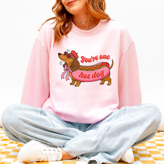 You Are One Hot Dog Dachshund Valentine Sweatshirt