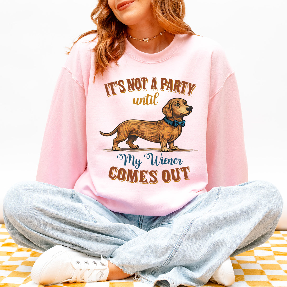 Funny Dachshund Sweatshirt Party Wiener Dog Humor Gift
