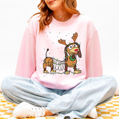 Reindeer Lights Dachshund Christmas Sweatshirt – String Lights Pup