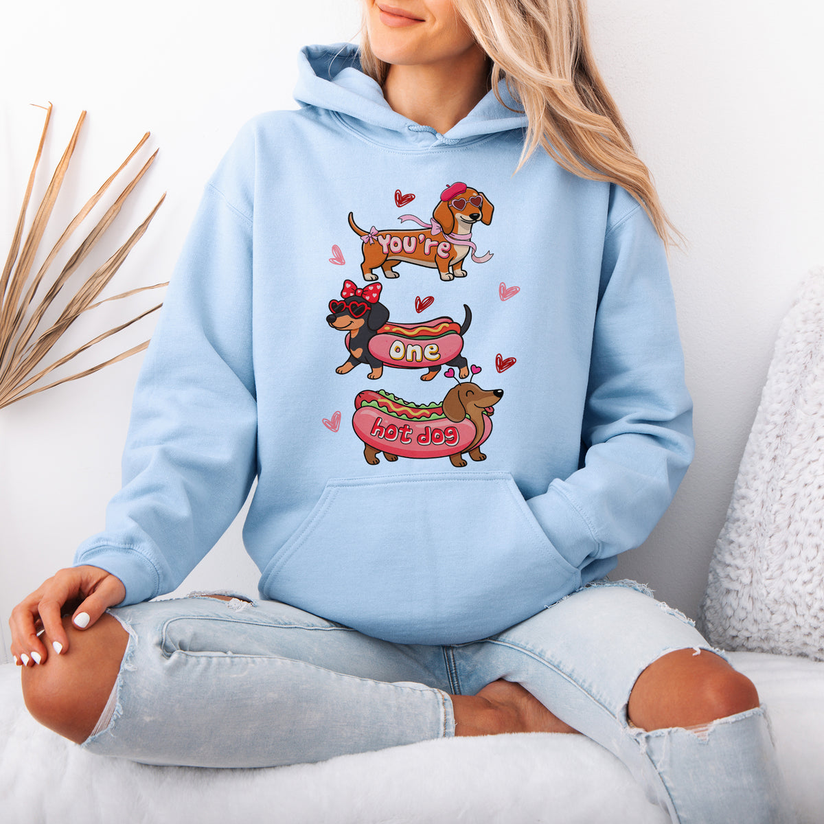 Cute Hot Dog Dachshund Valentine Hoodie