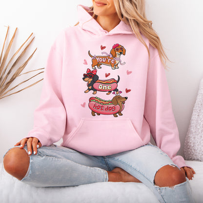 Cute Hot Dog Dachshund Valentine Hoodie