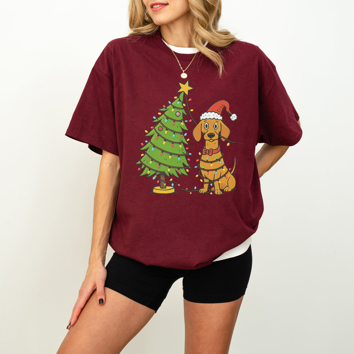 Sausage Dog Christmas Lights Dachshund Shirt – Holiday Gift