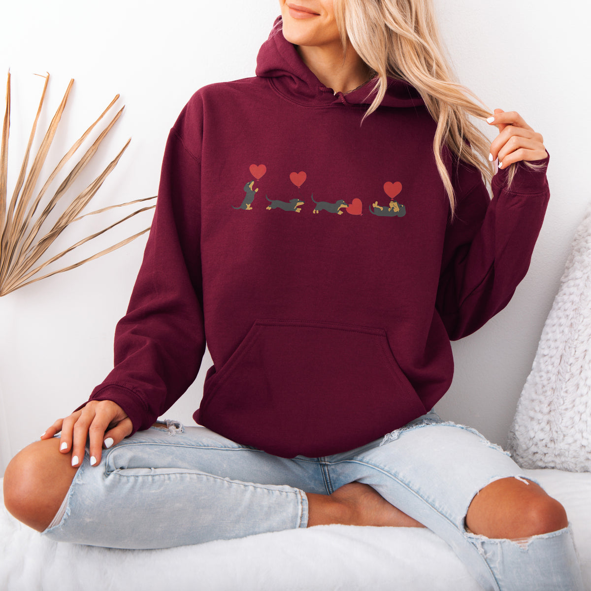 Dachshund With Heart Balloons Hoodie