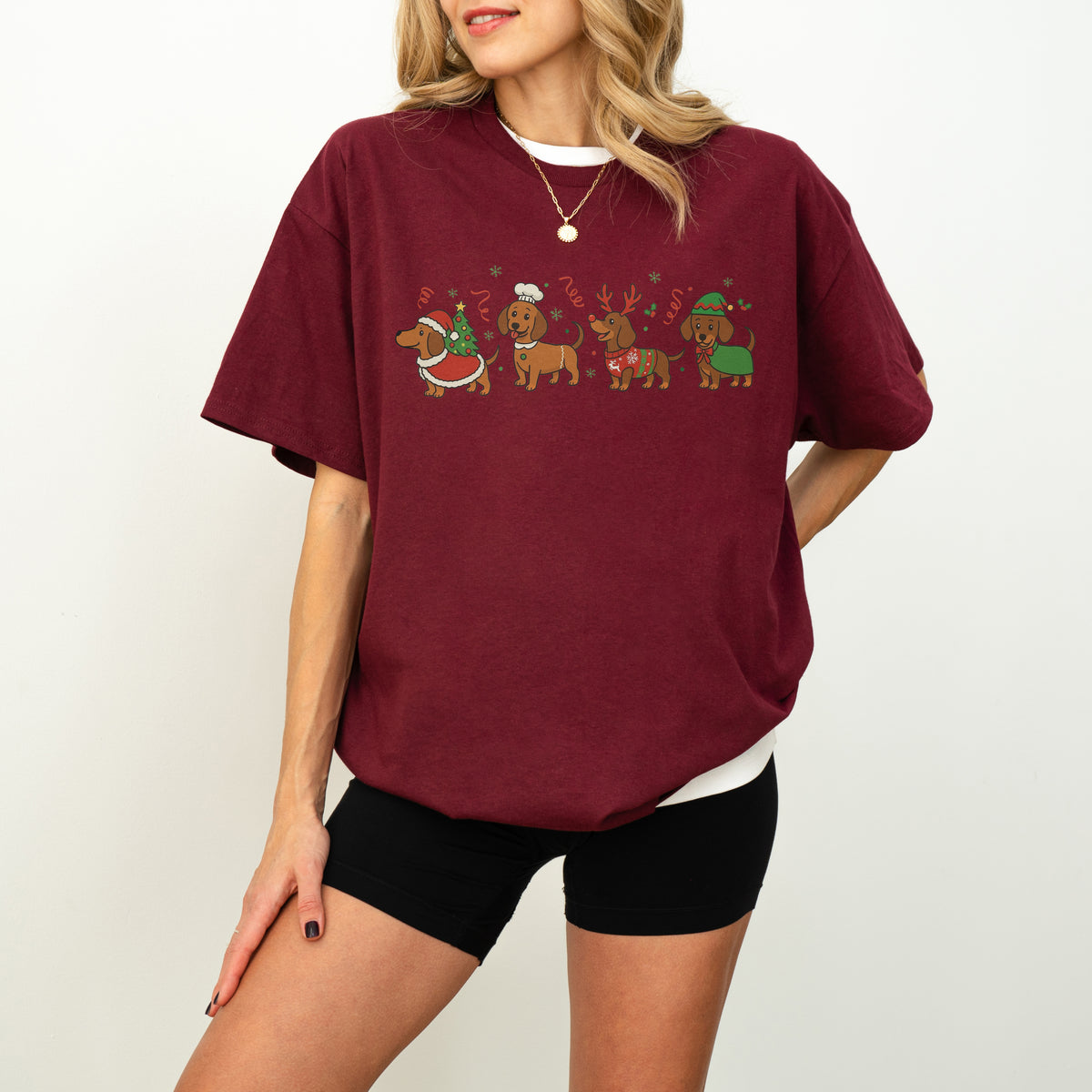 Funny Christmas Dachshund Dog Cute Puppy Holiday Tee