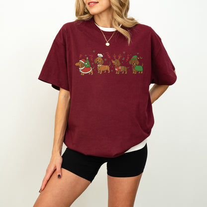 Funny Christmas Dachshund Dog Cute Puppy Holiday Tee