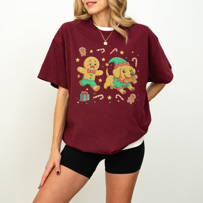 Elf Gingerbread Dachshund Christmas Shirt