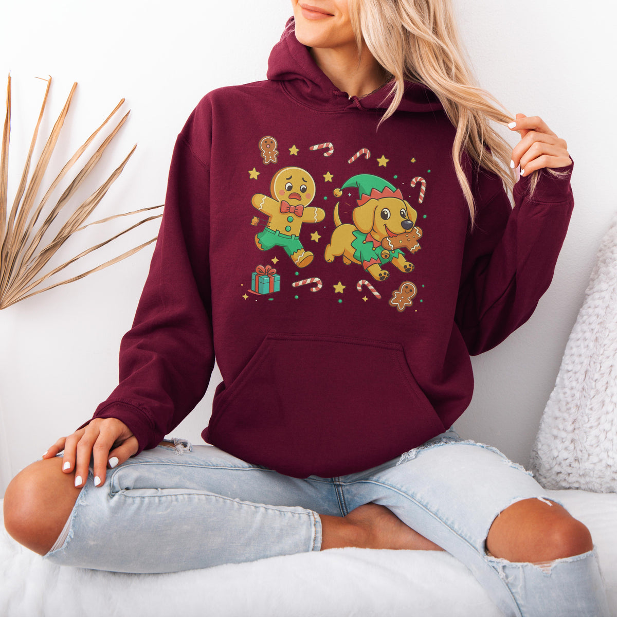 Elf Gingerbread Dachshund Christmas Hoodie