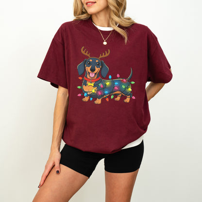 Reindeer Lights Dachshund Christmas Shirt