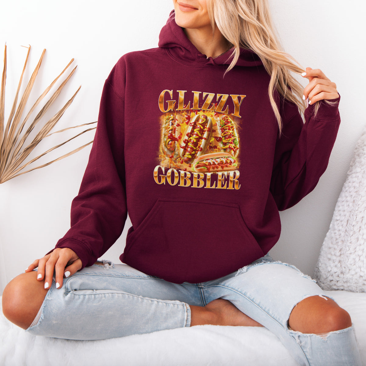 Glizzy Gobbler Hoodie Funny Hot Dog Meme Gift for Food Lovers